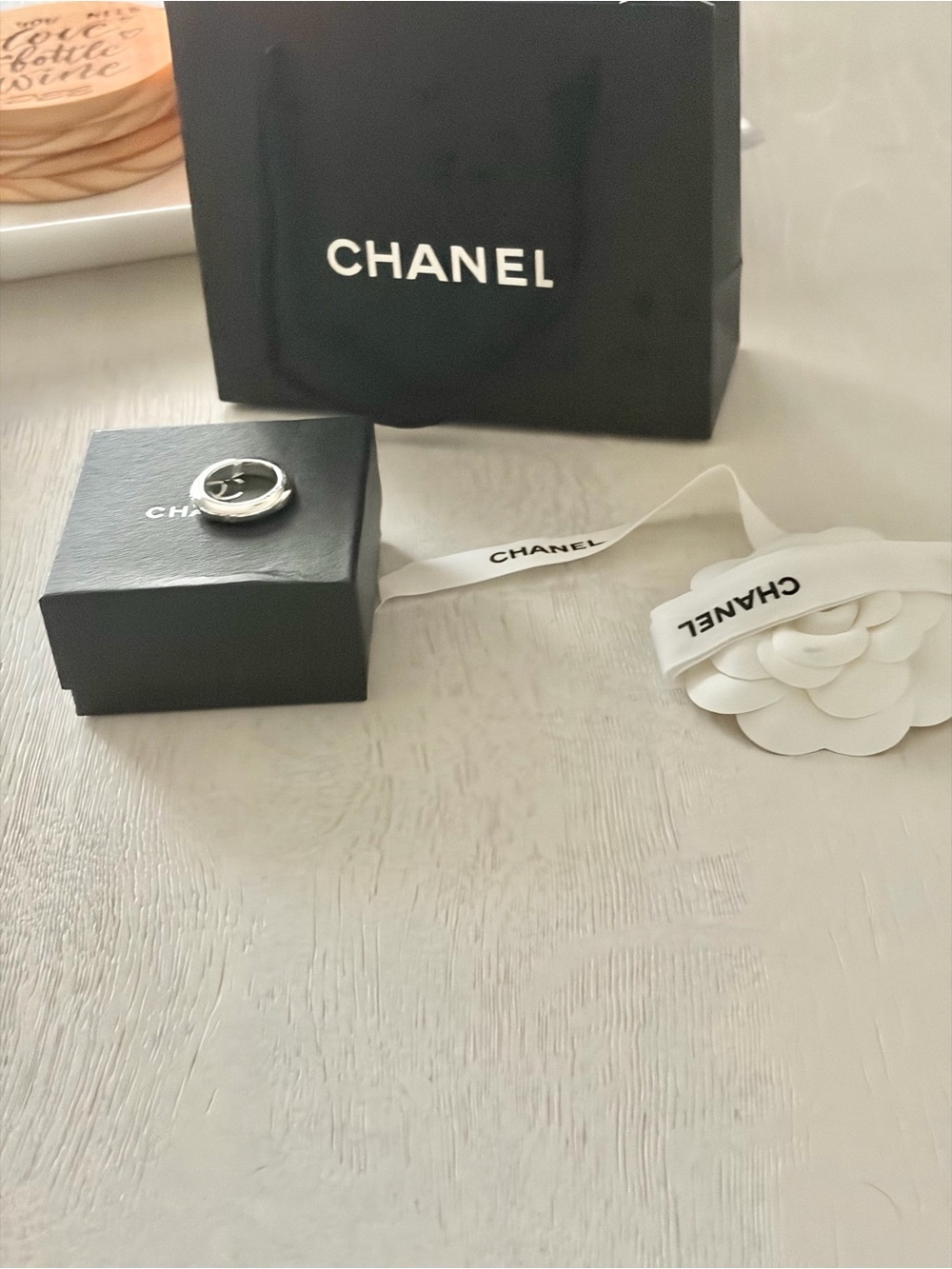 Chanel Sterling Silver Logo Ring - Size 7 - Picture 2 of 10